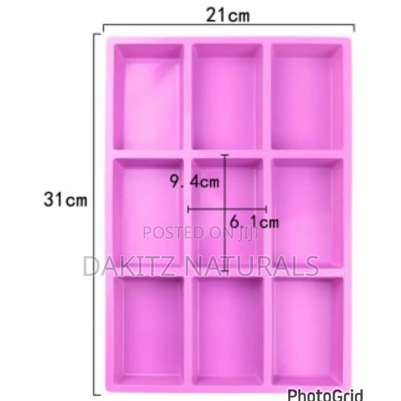 9 Cavities Rectangle Silicon Soap Mold