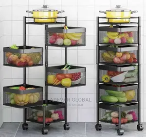 6 Steps Kitchen Storage Movable Rack Fruits Foods Trolley