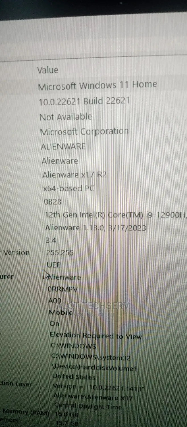 Laptop Alienware M17x R2 16GB Intel Core i9 SSD 1T
