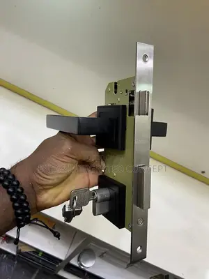 Squared Black Coated Door Lock Set