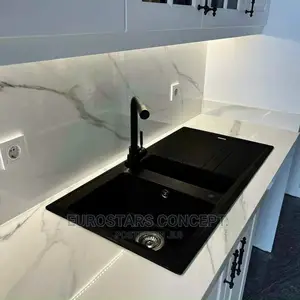 Marble Black Kitchen Sink With Side Tray