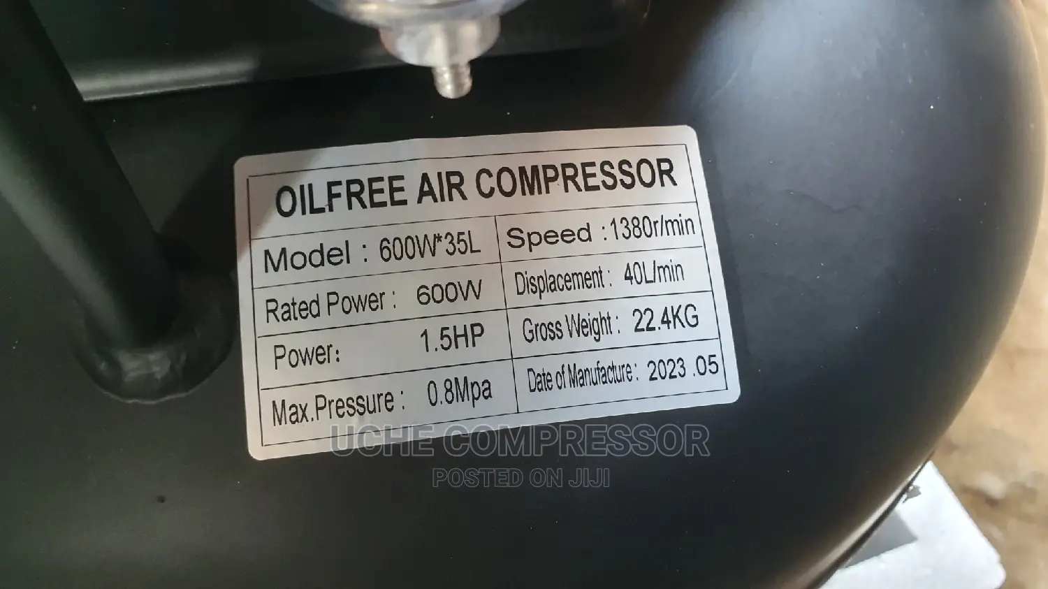 Oil Free Air Compressor 35L 1.5hp