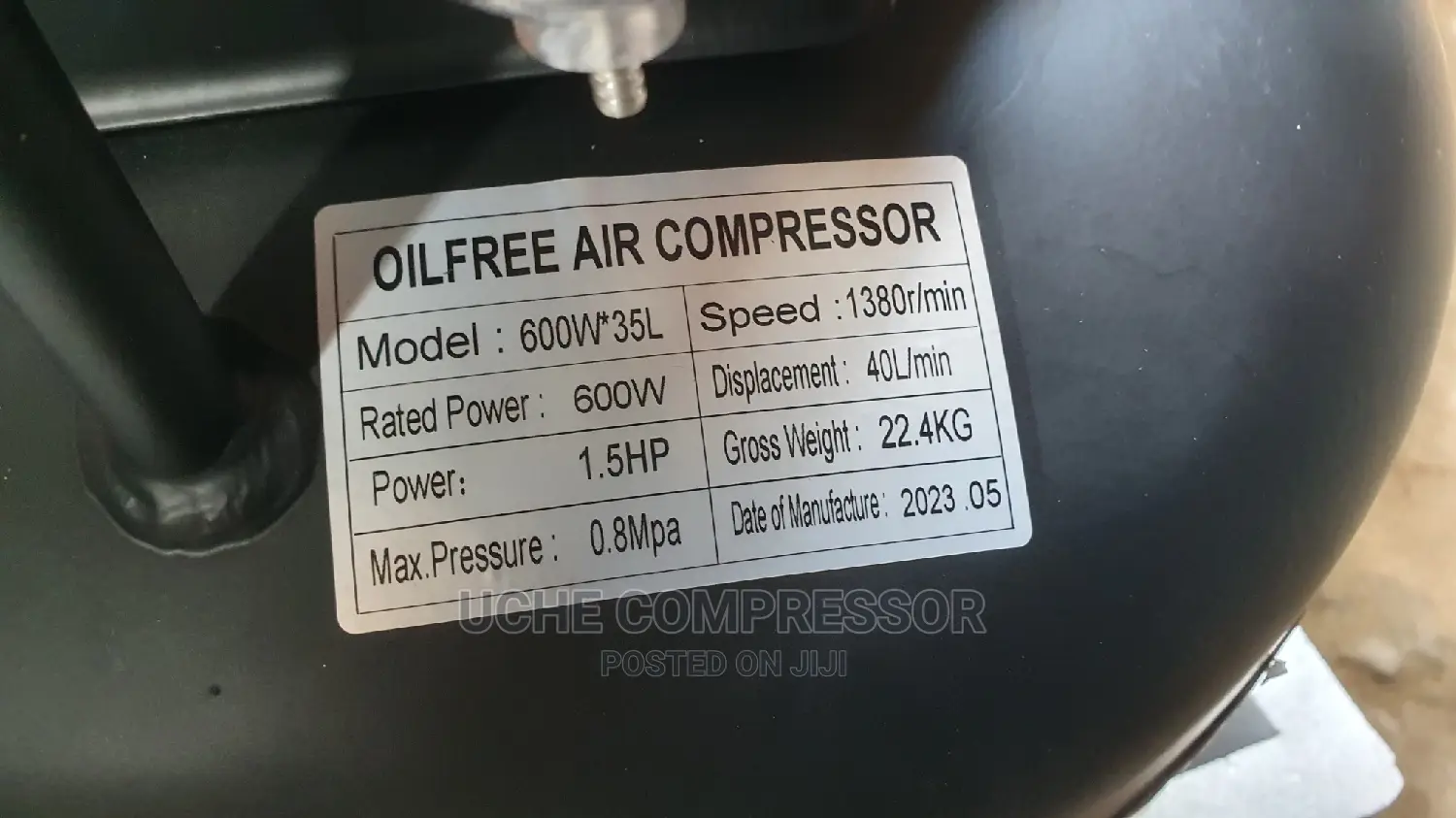 Oil Free Air Compressor 35L 1.5hp