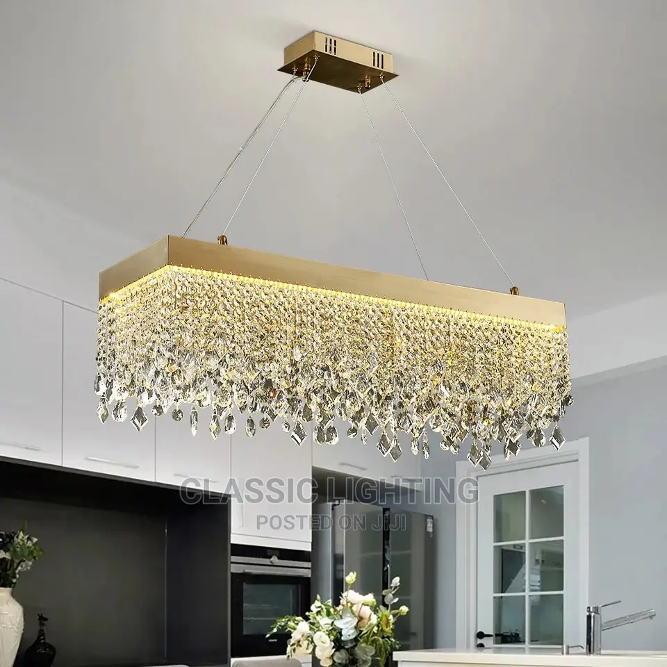 Modern Led Chandelier for Dining Room Rectangle/Oval Gold