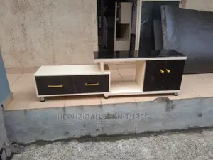 Cream Tv Stand With Doors and Drawer