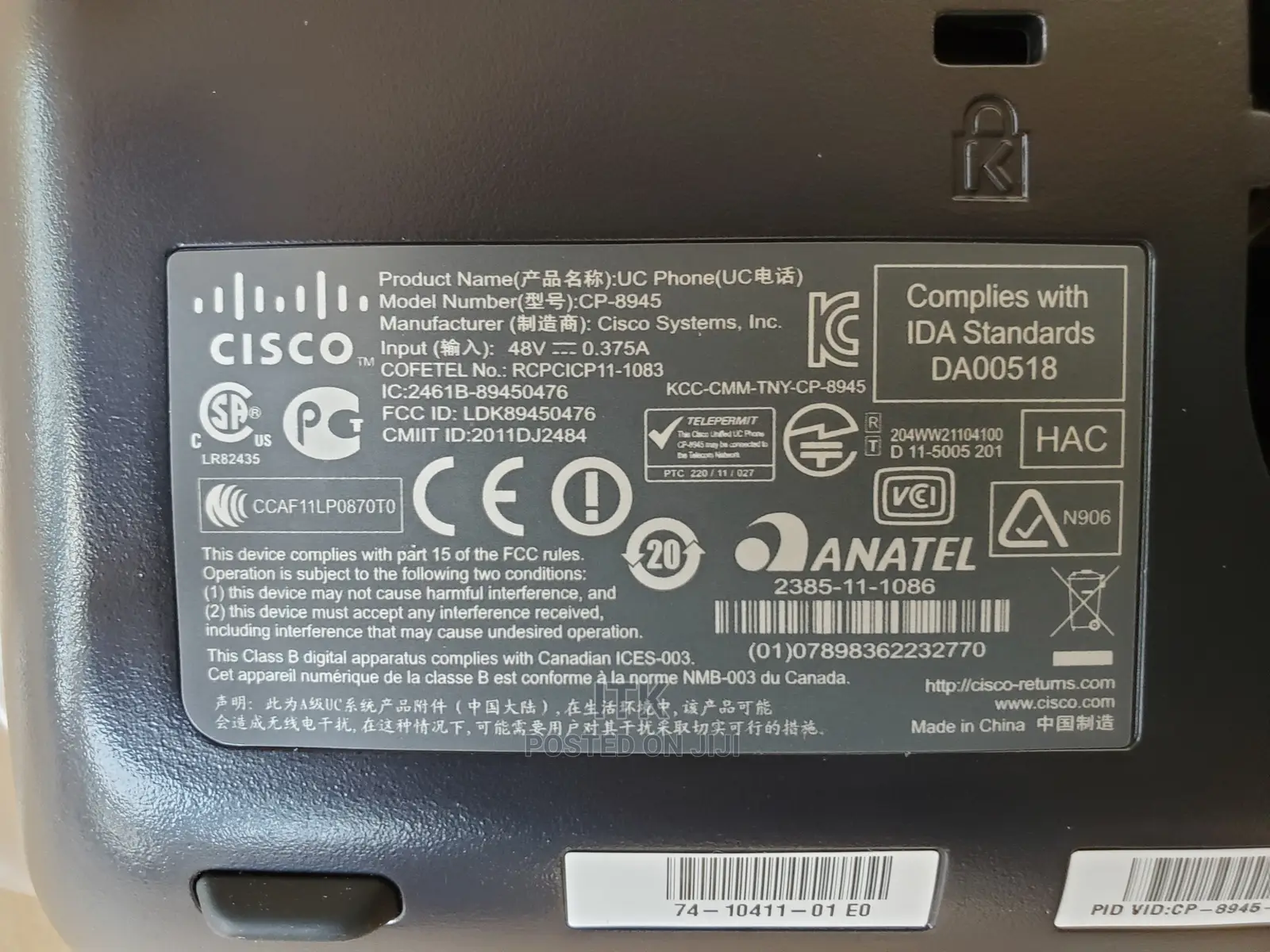 Cisco CP-8945 UC (Video) Phone
