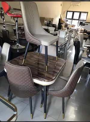 Latest Marble Dinning Set With Four Leather Seats