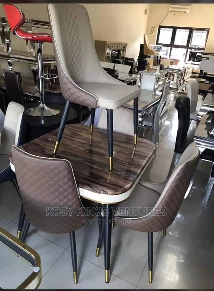 Latest Marble Dinning Set With Four Leather Seats
