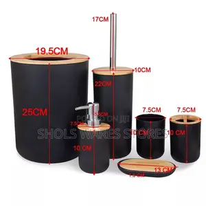 6pcs Bathroom Set With Bamboo Top