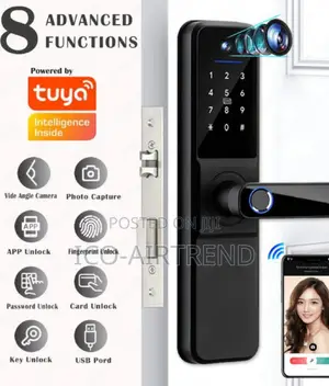 Tuya Wifi Smart Door Lock With Biometric Camera, Fingerprint