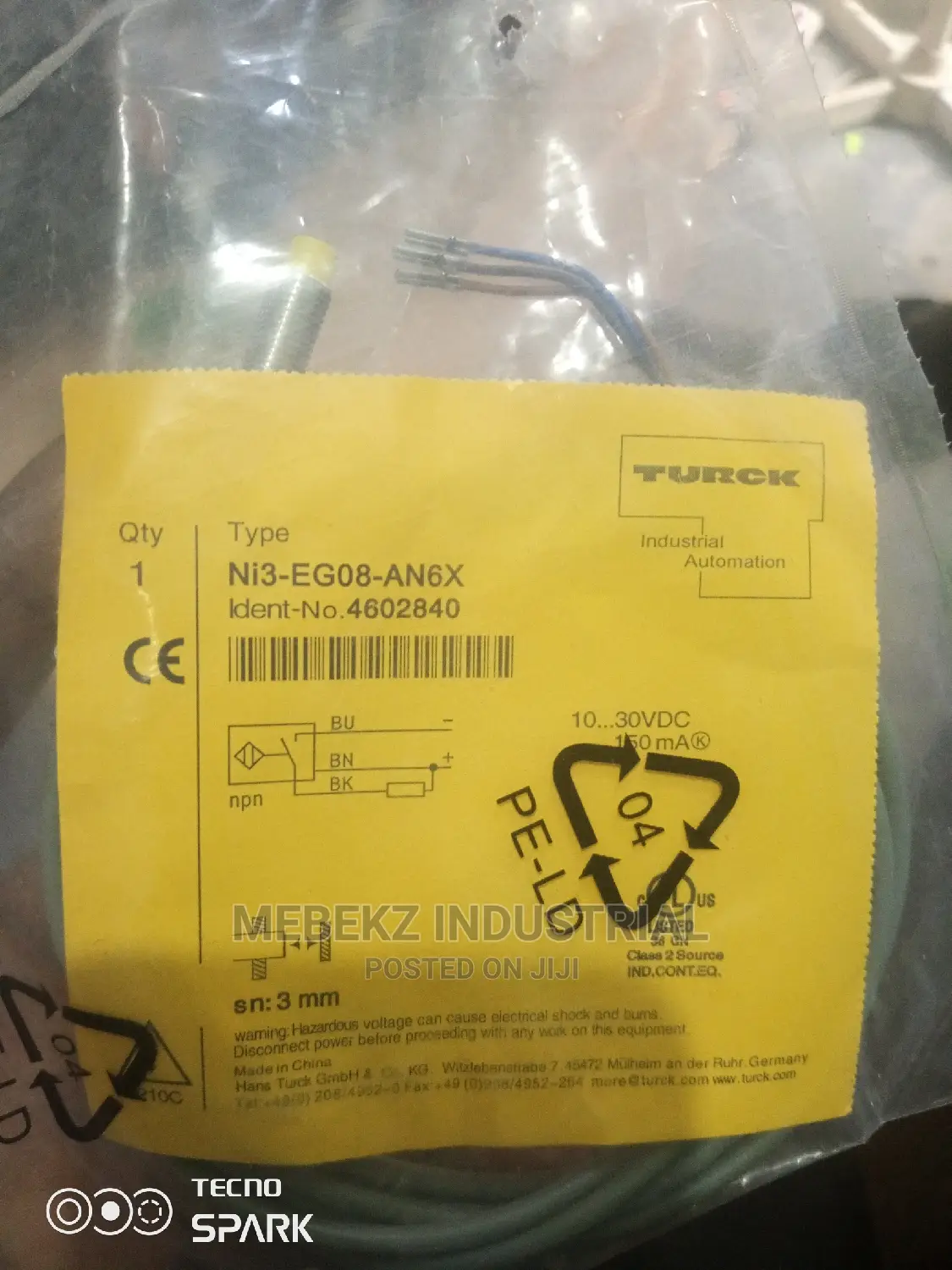 Turck Proximity Sensor Ni3-Eg08-An6x