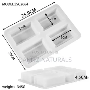 Soap Mold 4 Cavity Rectanglar Shape (250g Soap)