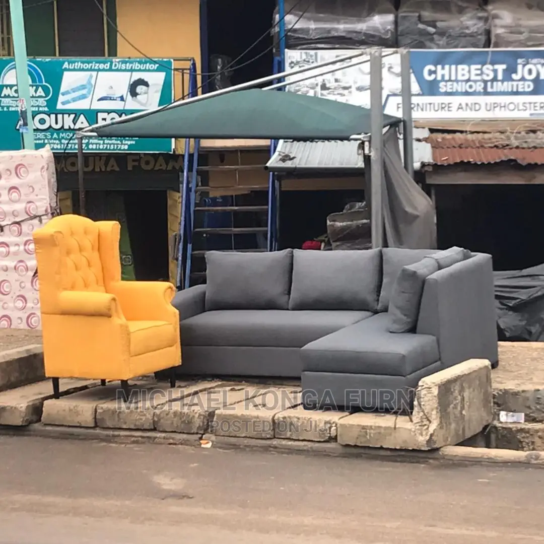 Classic L Shape Sofa With One Accent Single