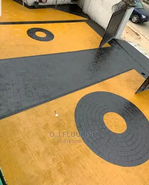 Yellow And Black Stamped Concrete