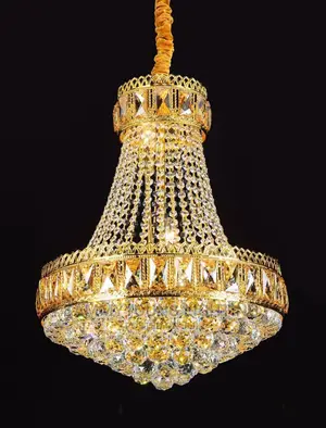 Quality Luxury Crystal Gold Mounted Chandelier Light