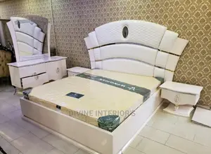 Exclusive Bed Frame and Mirror Console With Side Drawers