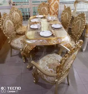 Classic Royal Wooden Dining Mix With Fabric Chairs