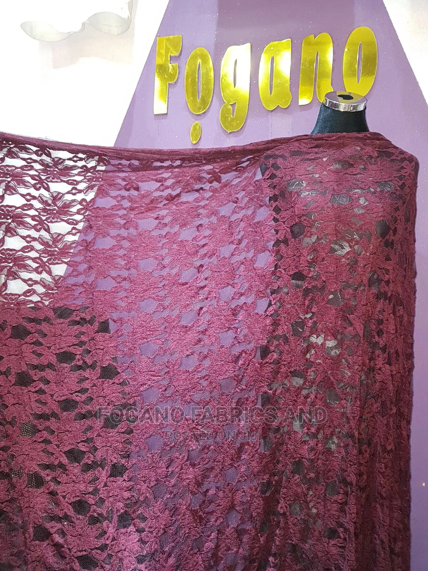 Wine Chantilly Lace Fabric