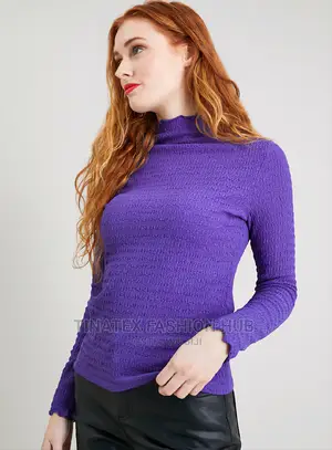 Purple Textured Lettuce Hem Top UK Brand Size 16