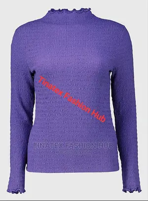 Purple Textured Lettuce Hem Top UK Brand Size 16