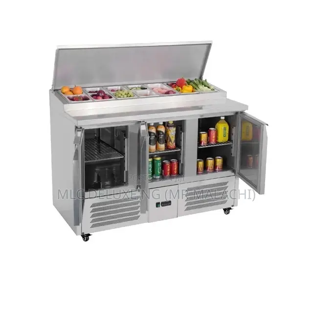 3doors Pizza Prep Top Refrigerator/Counter Salad Bar Chiller