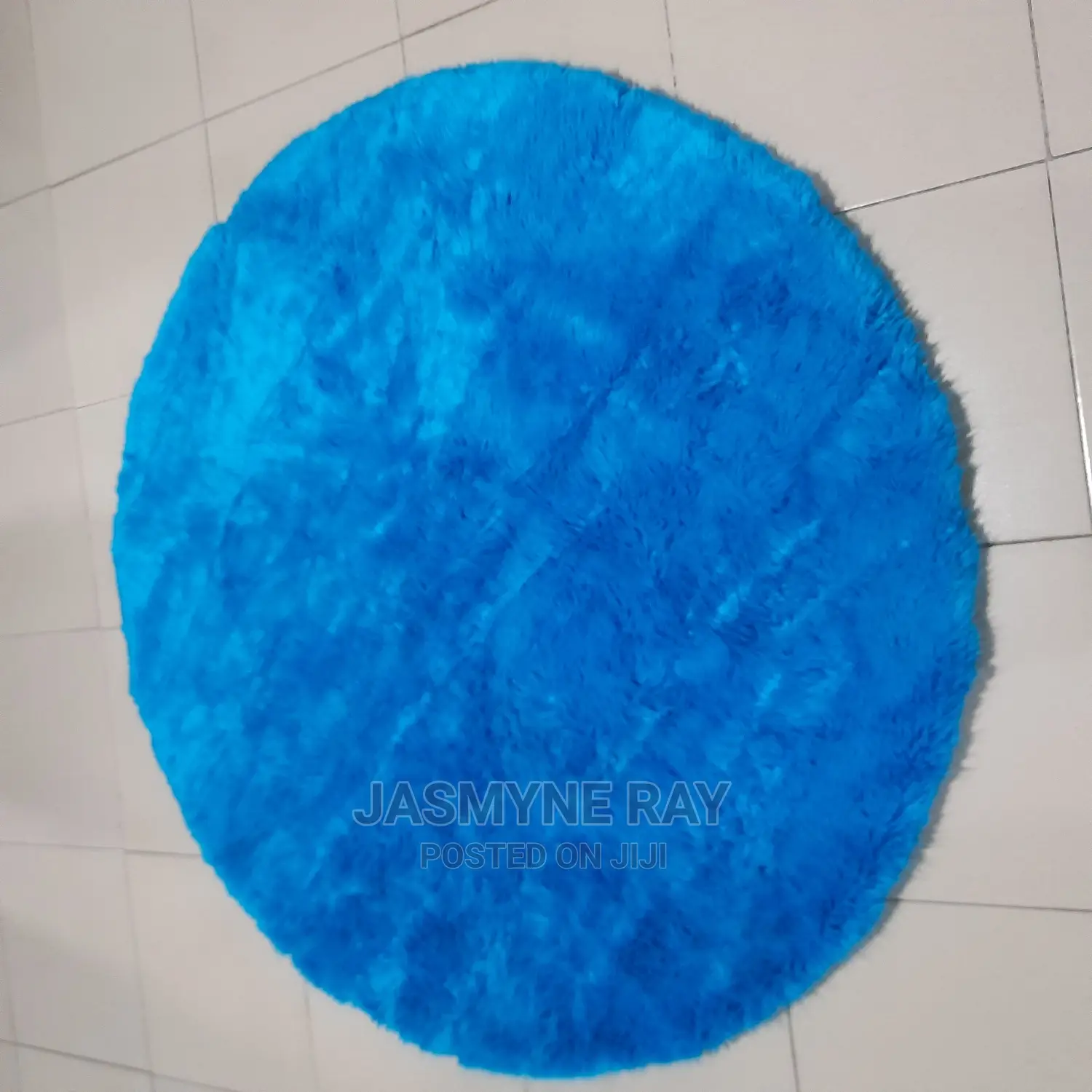 Blue Fluffy Fur Rug 5ft