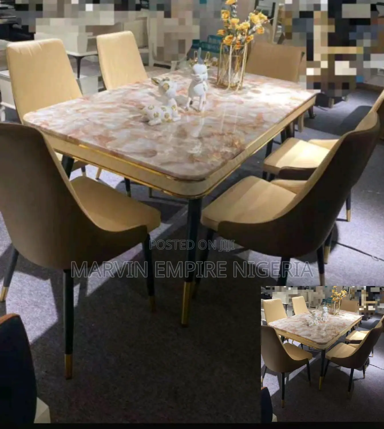 Marble Top Dinning Table With 6 Cuisine Chairs