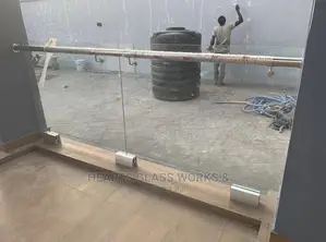 10mm Plain Glass Rail Installed With Stainless Accessories