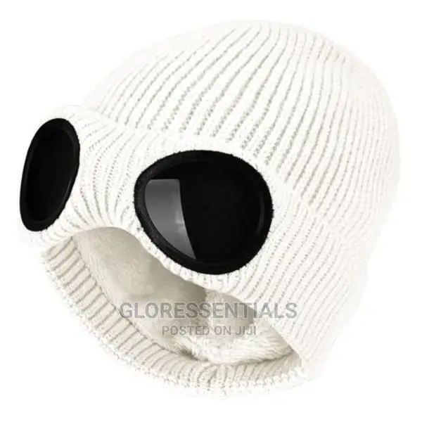 Unisex Winter Solid Casual Beanie Head Warmer With Glass