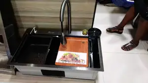 Black Sink With Mixer Tap And Soap Dispenser,Cup Wash