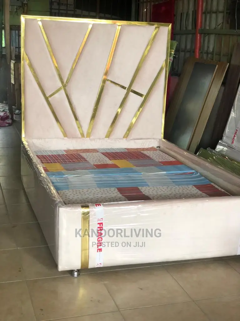 Padded Bedframe With Gold Sides