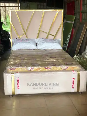 Padded Bedframe With Gold Sides
