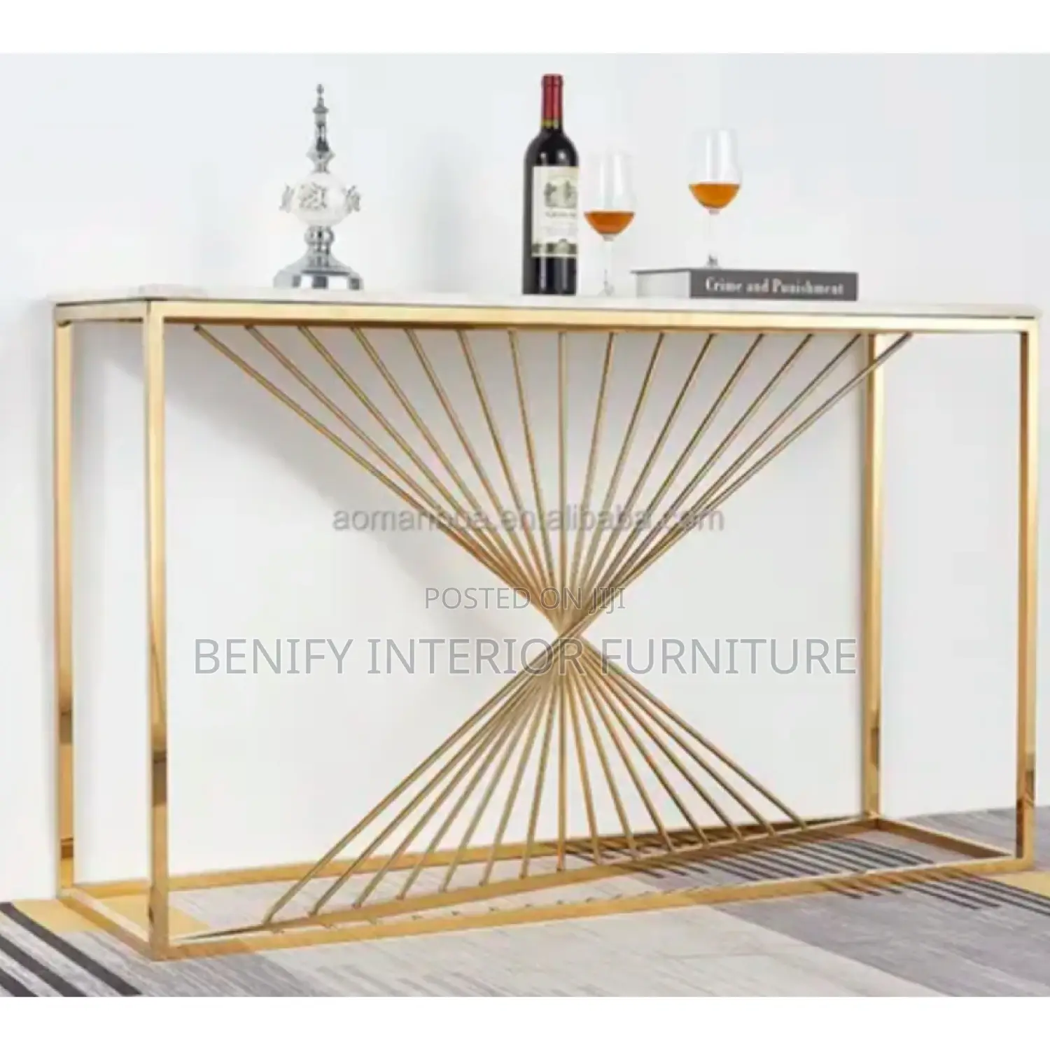 Luxury Marble Top Hallway Corner Console Table