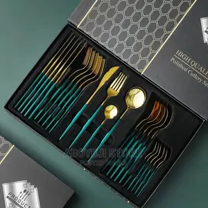 24PCS Stainless Steel Tableware Set Dinnerware