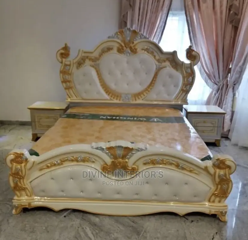 Bed Frame With Two Side Drawers and Bed Mattress