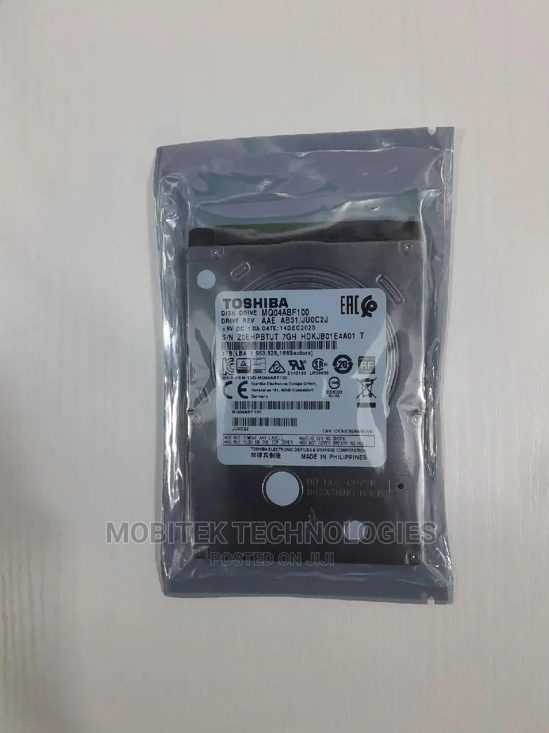 1tb Toshiba Sata 2.5" Laptop Hard Drive
