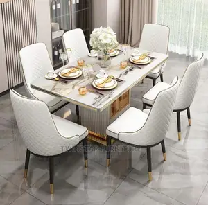 New Modern Luxury White Dinning Table With Chairs