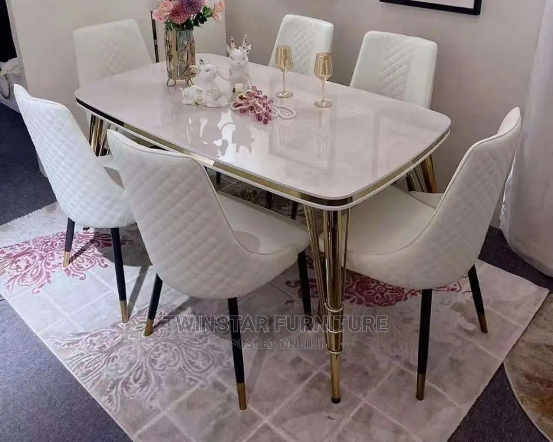 New Modern Luxury White Dinning Table With Chairs