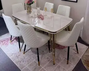 New Modern Luxury White Dinning Table With Chairs
