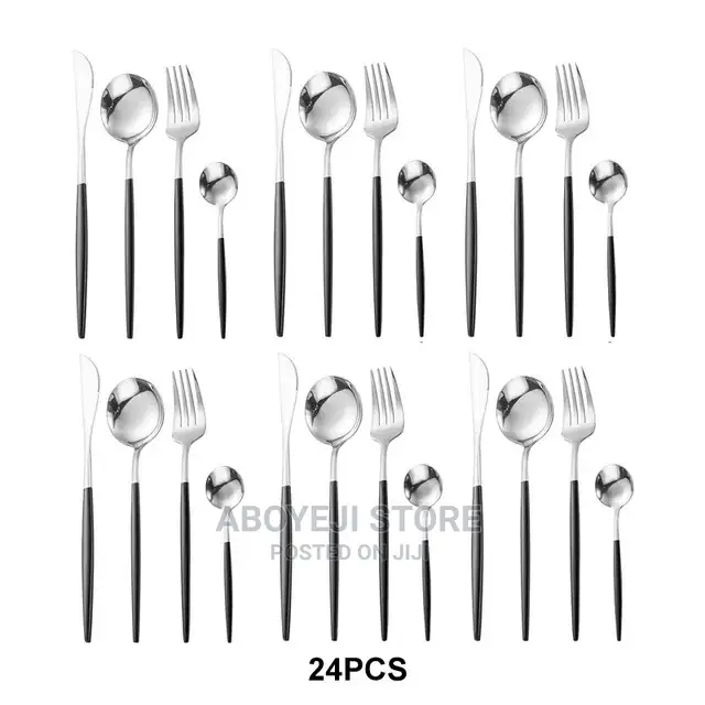 24PCS Stainless Steel Tableware Set Dinnerware