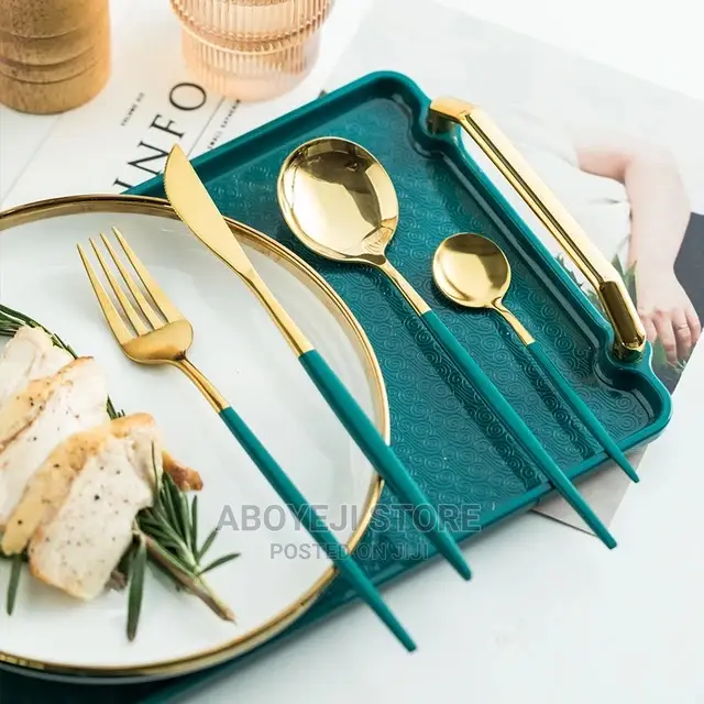 24PCS Stainless Steel Tableware Set Dinnerware