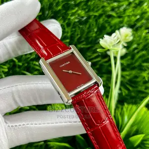 Original CARTIER Red Leather Strap Watch Available in Store