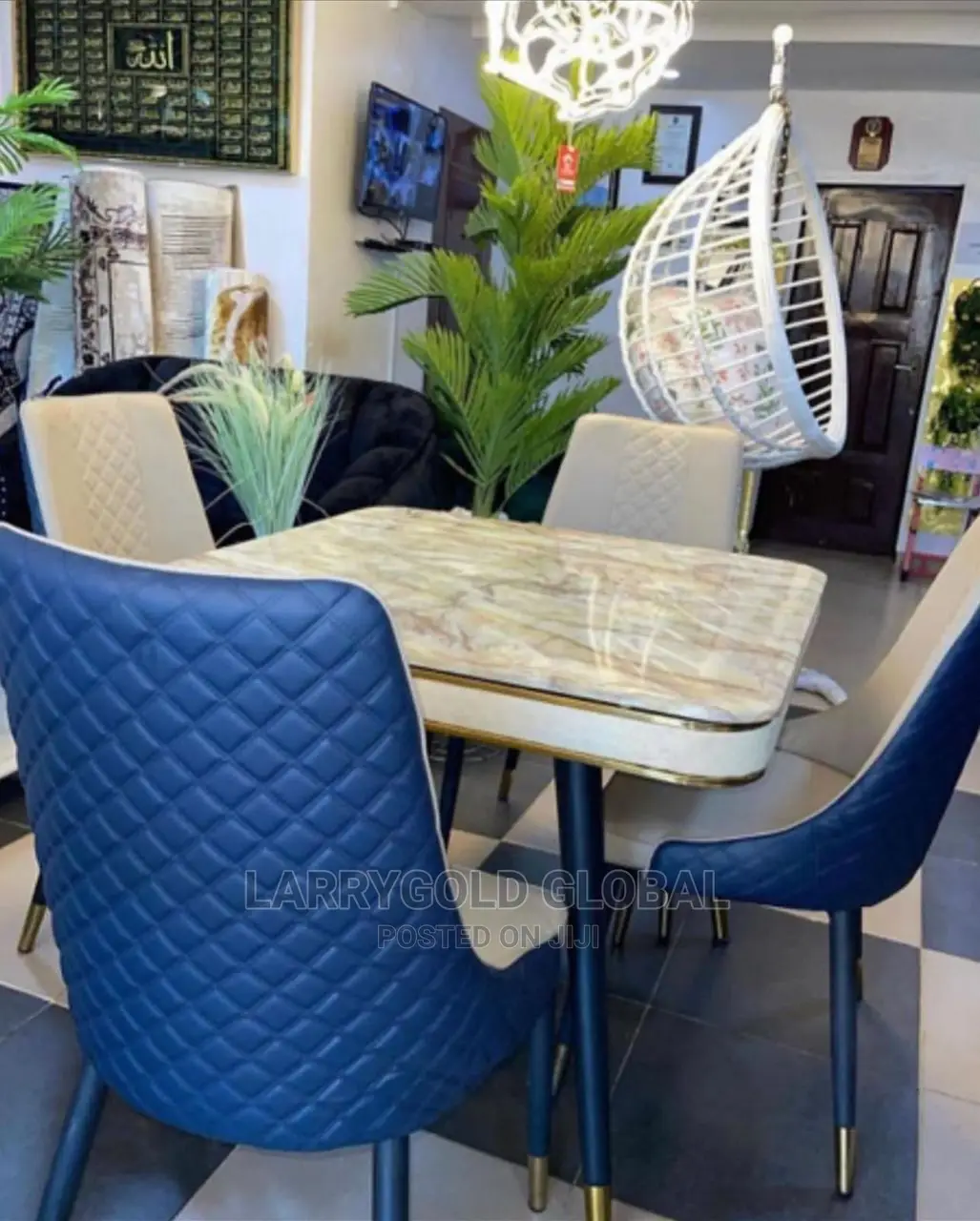 Top Quality Marble Square Dining Set With 4 Chairs