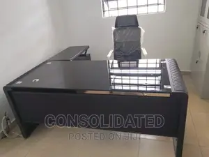 Quality Executive Glass Top Office Table With Drawers.
