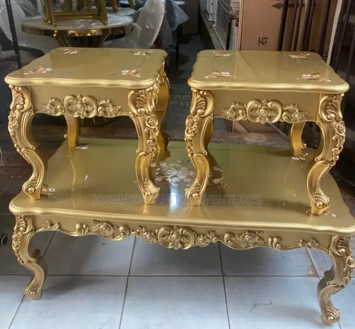Royal Center Table Set With Two Side Stools.