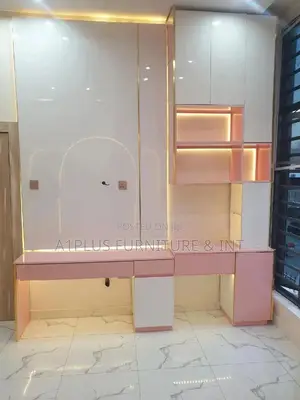 White Pink Tv Cladding, Reading Table, Bookshelf Dresser