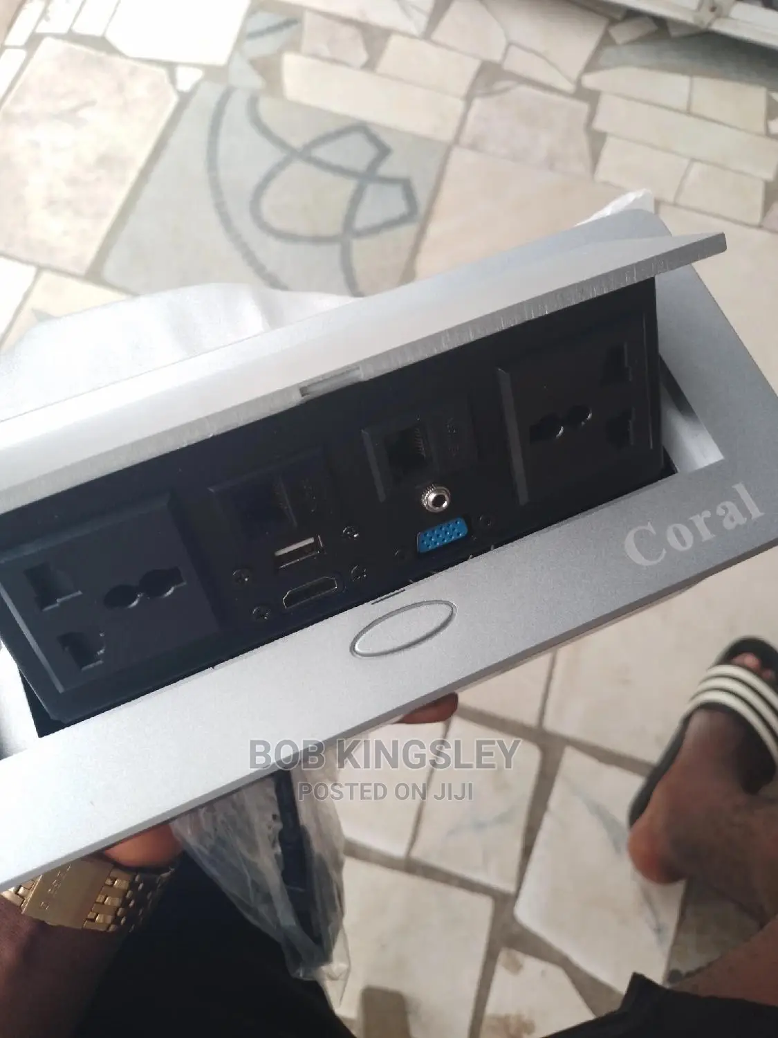 Double Socket Floor Box Coral