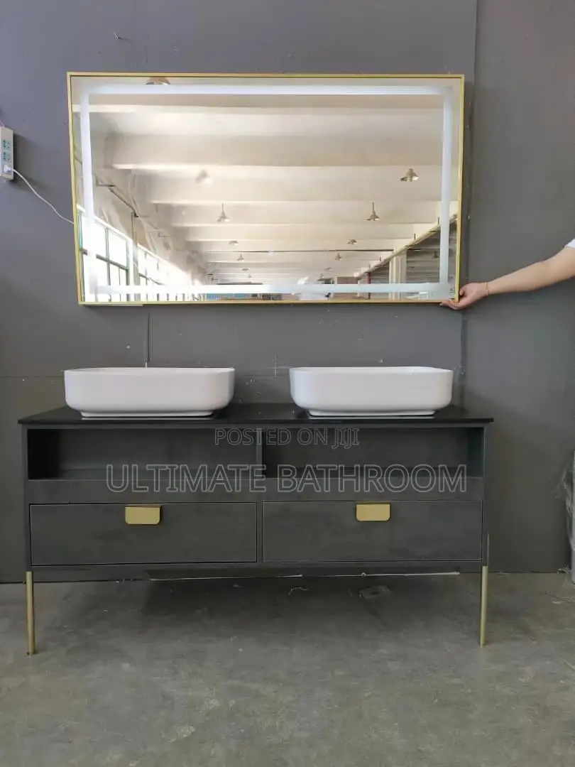Gray Double Bowl Cabinet