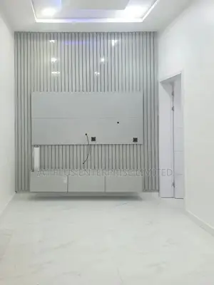 Light Grey Gloss Tv Wall Cladding With Light.