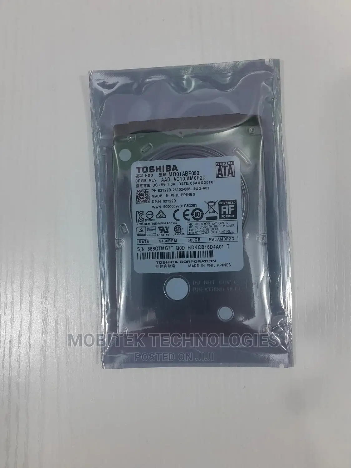 500gb Toshiba Sata 2.5" Laptop Hard Drive
